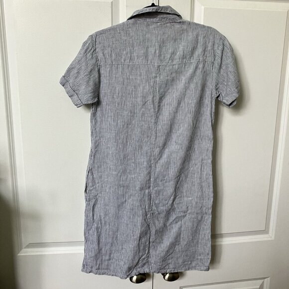 Tahari 100% Linen Shirt Dress Womens XS Stripe Coastal Beachy - Picture 2 of 9